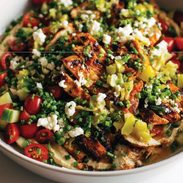 Grilled chicken bowls pin.