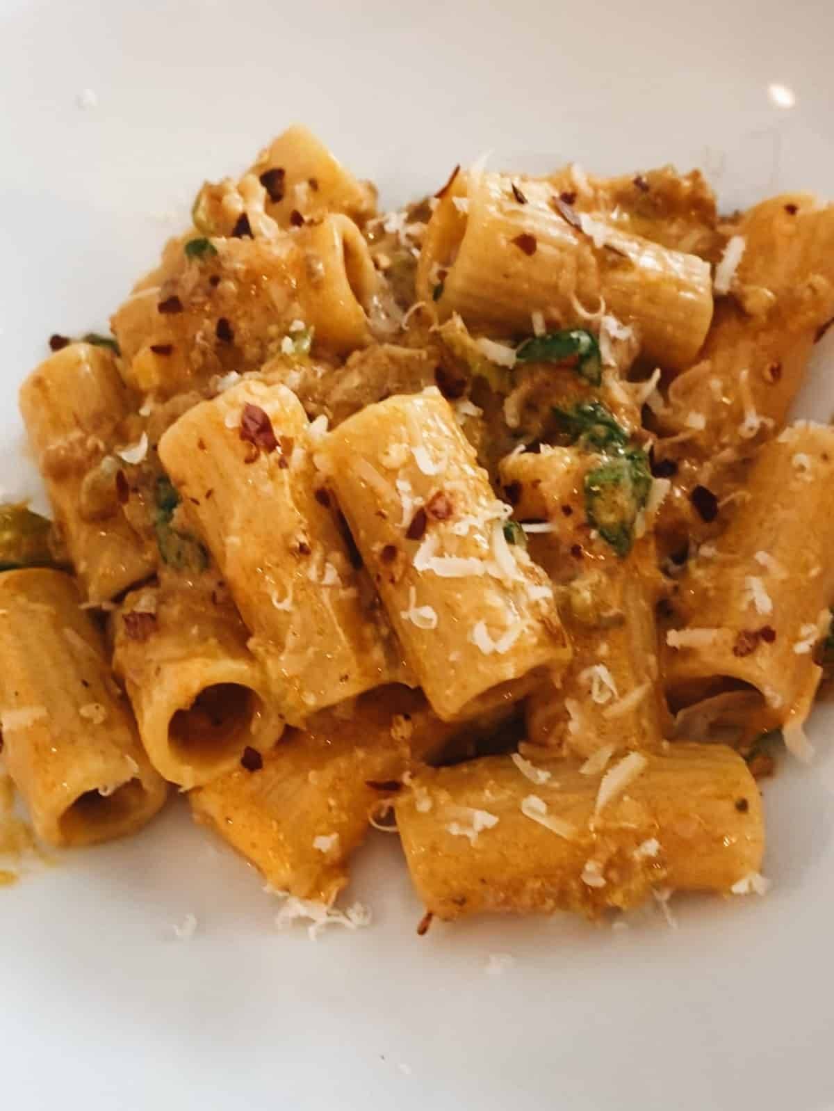 Pasta with cheese.