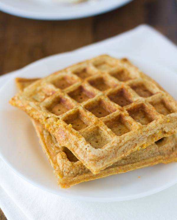 Cornbread waffles on a plate.
