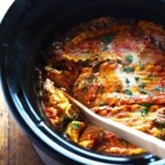 Super Easy Skinny Veggie Crockpot Lasagna - a handful of simple ingredients for a healthy family dinner. | https://bio-research.online
