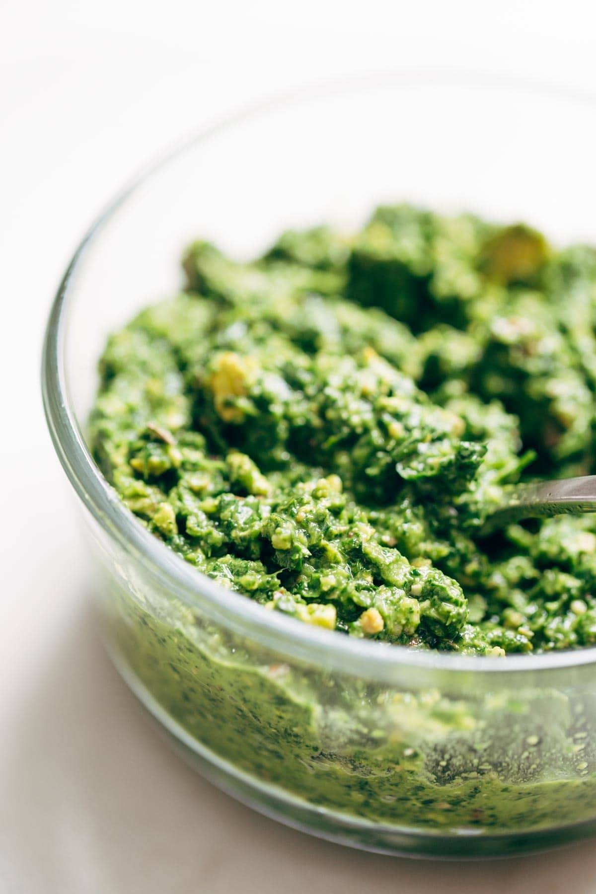 green sauce in a bowl